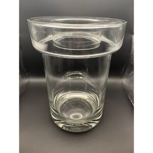 MCM vintage Clear Glass ice bucket‎ wine Champagne cooler wih removable collar